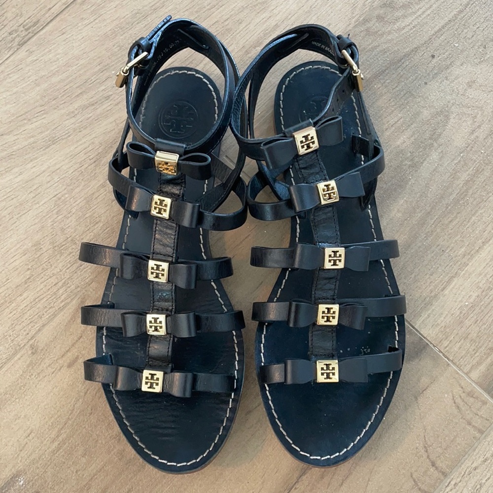 Black Tory Burch gladiator bow sandal